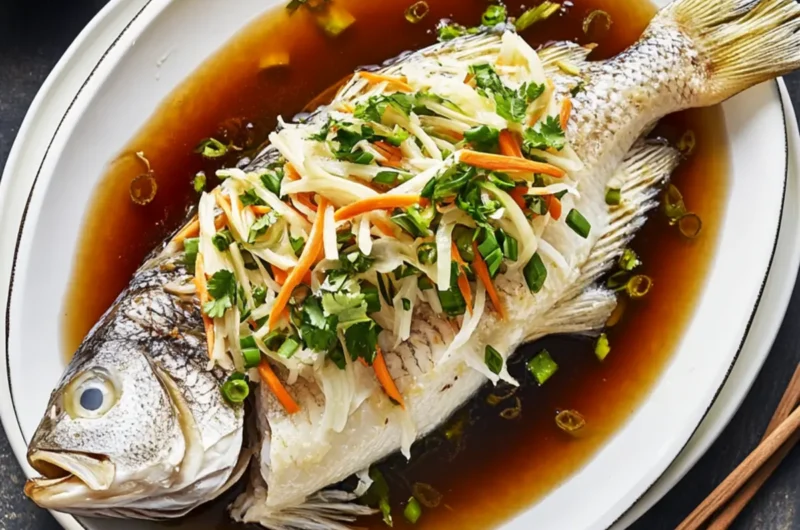 Cantonese Steamed Fish with Ginger and Shallots (清蒸鱼)