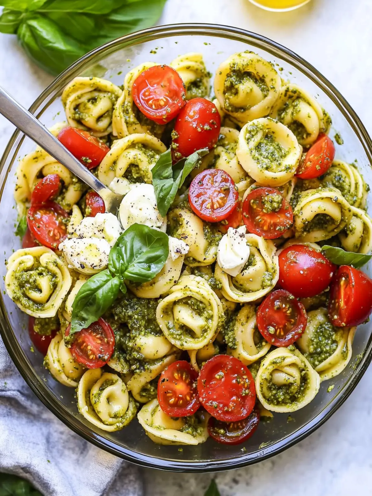 Easy Pesto Tortellini Pasta Salad