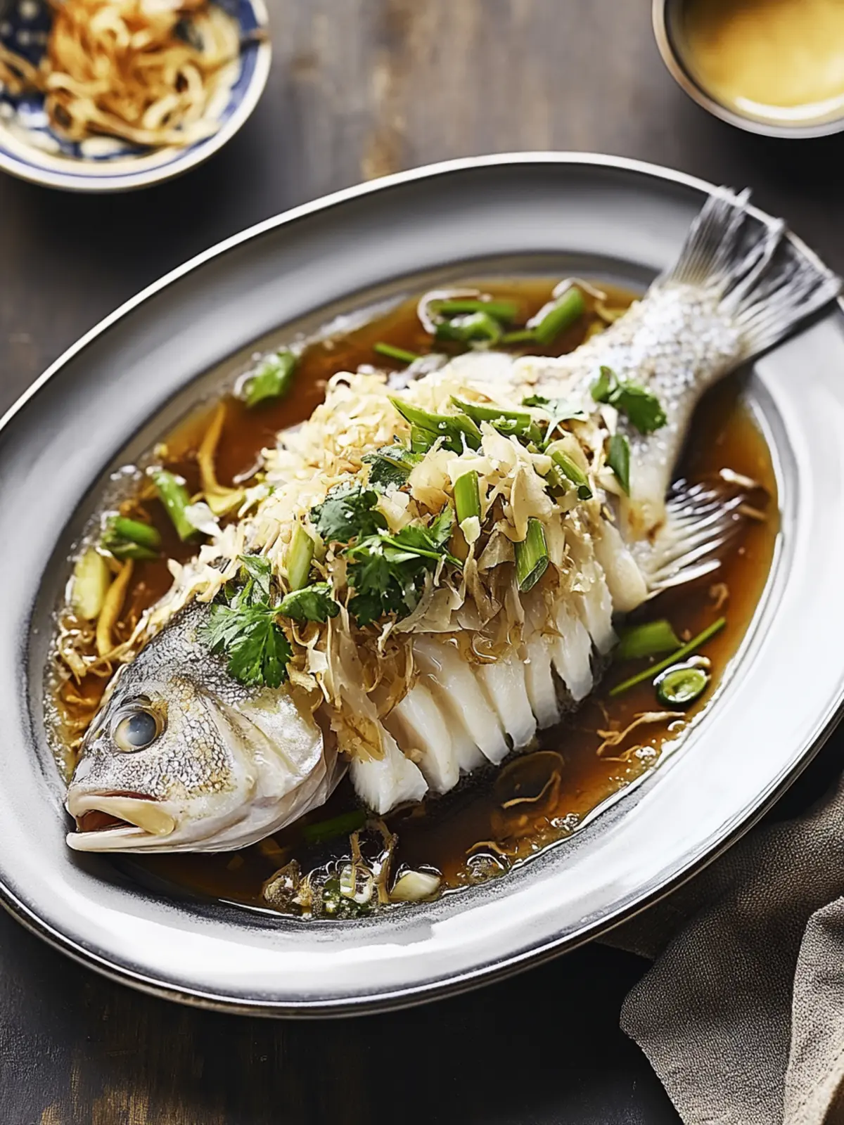 Cantonese Steamed Fish with Ginger and Shallots Made Easy 2 Cantonese Steamed Fish with Ginger and Shallots (清蒸鱼)