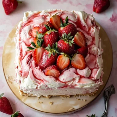 Easy Strawberry Ice Cream Cake.