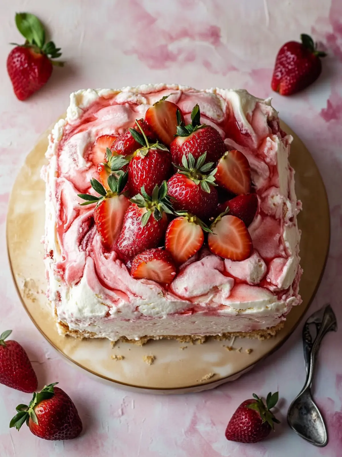 Easy Strawberry Ice Cream Cake.