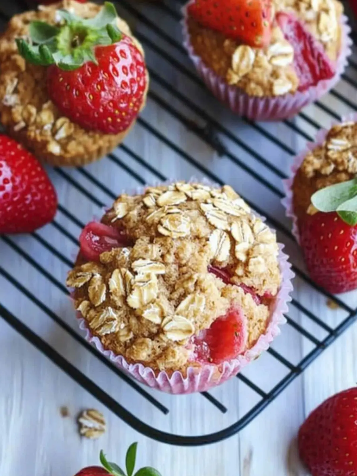 Perfect Strawberry Rhubarb Baked Oatmeal Muffins Recipe 5 Strawberry Rhubarb Baked Oatmeal Muffins
