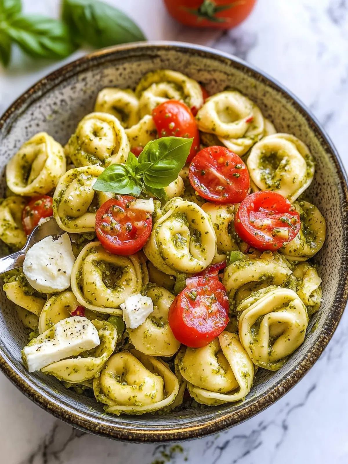 Easy Pesto Tortellini Pasta Salad