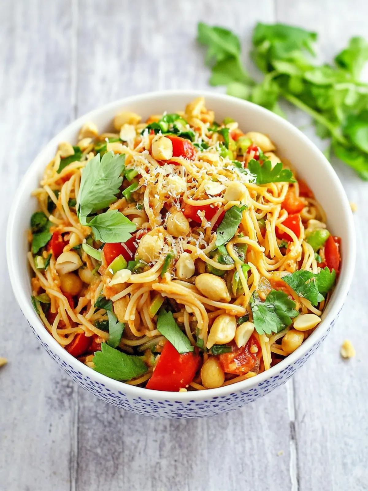 Peanut Pasta Salad (with leftover spaghetti noodles)