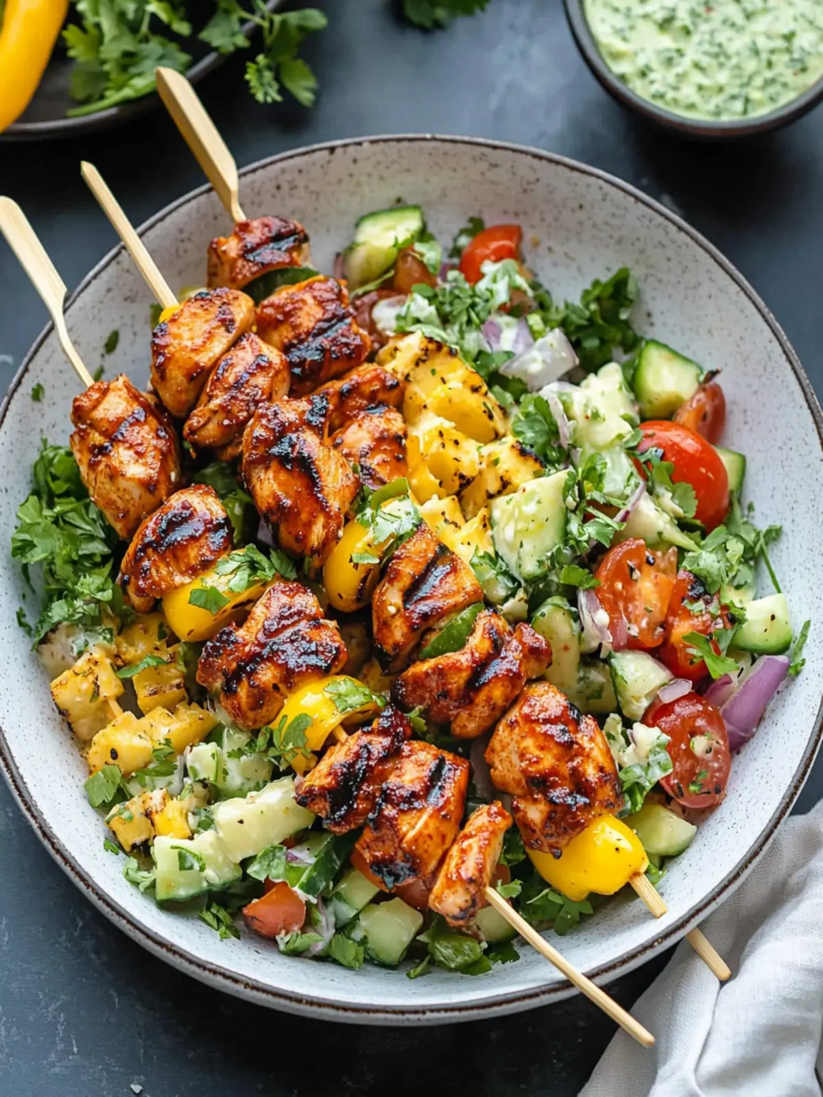 BBQ Chicken Skewer Salad