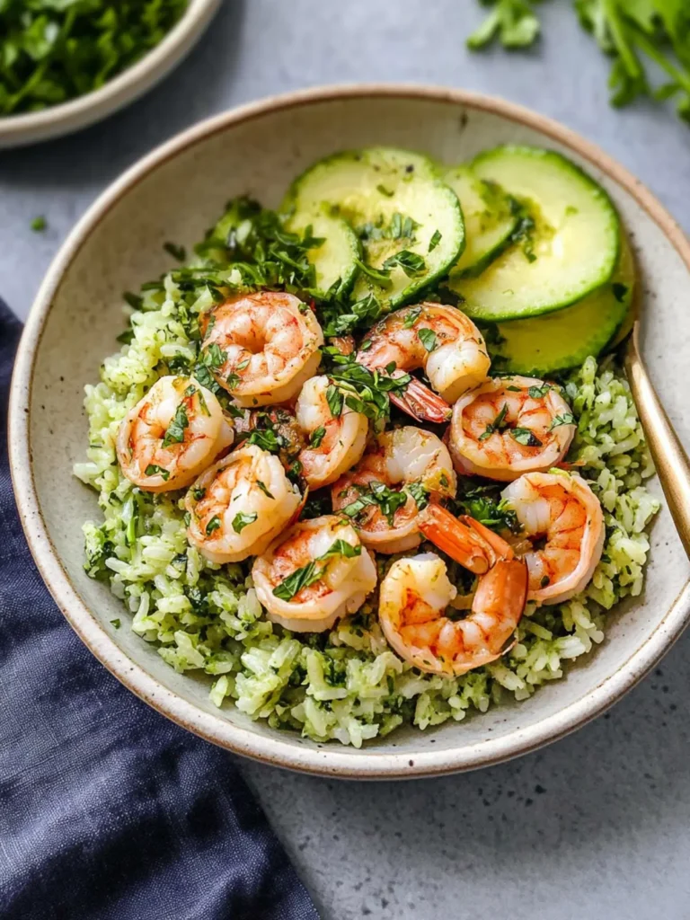 Healthy Green Goddess Shrimp & Rice Bowl
