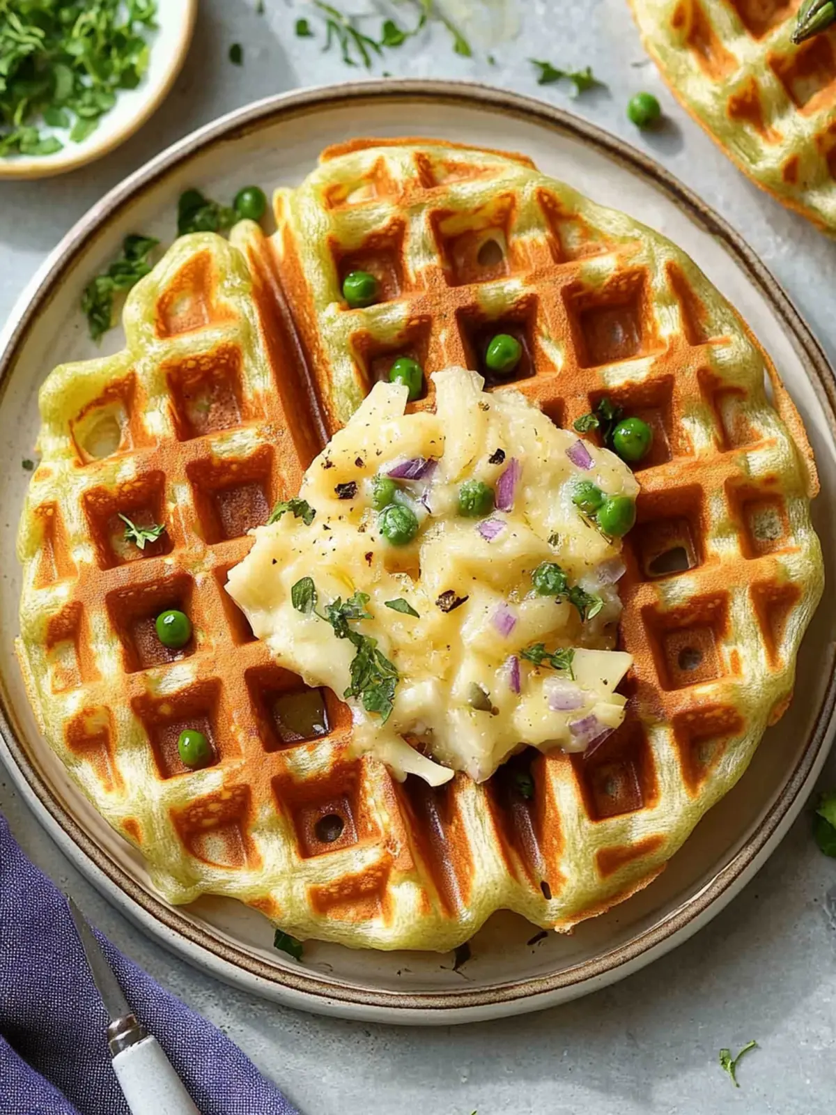 Savory Waffles with Asparagus, Gruyere, and Onion Bliss 3 Savory Waffles with Asparagus, Gruyere and Onion