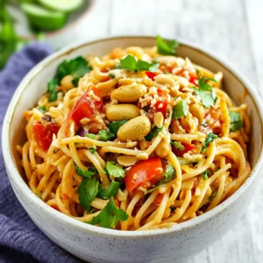 Peanut Pasta Salad (with leftover spaghetti noodles)
