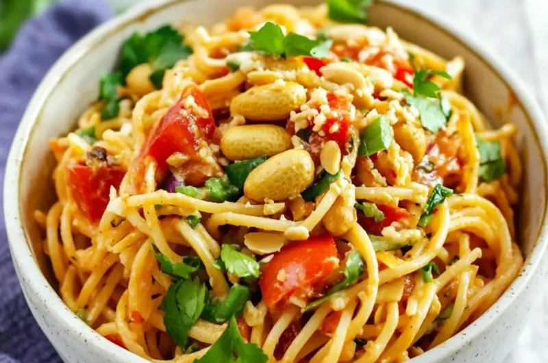Peanut Pasta Salad (with leftover spaghetti noodles)