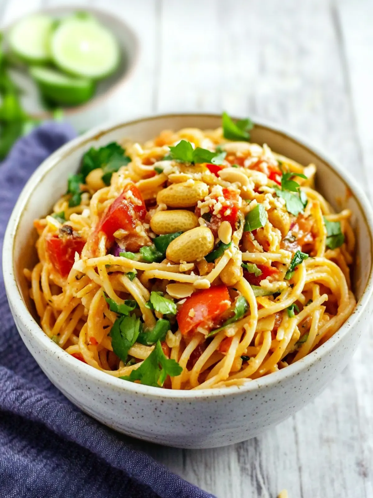 Peanut Pasta Salad (with leftover spaghetti noodles)