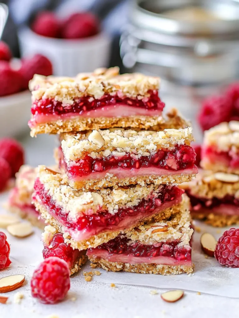 Raspberry Rhubarb Almond Bars