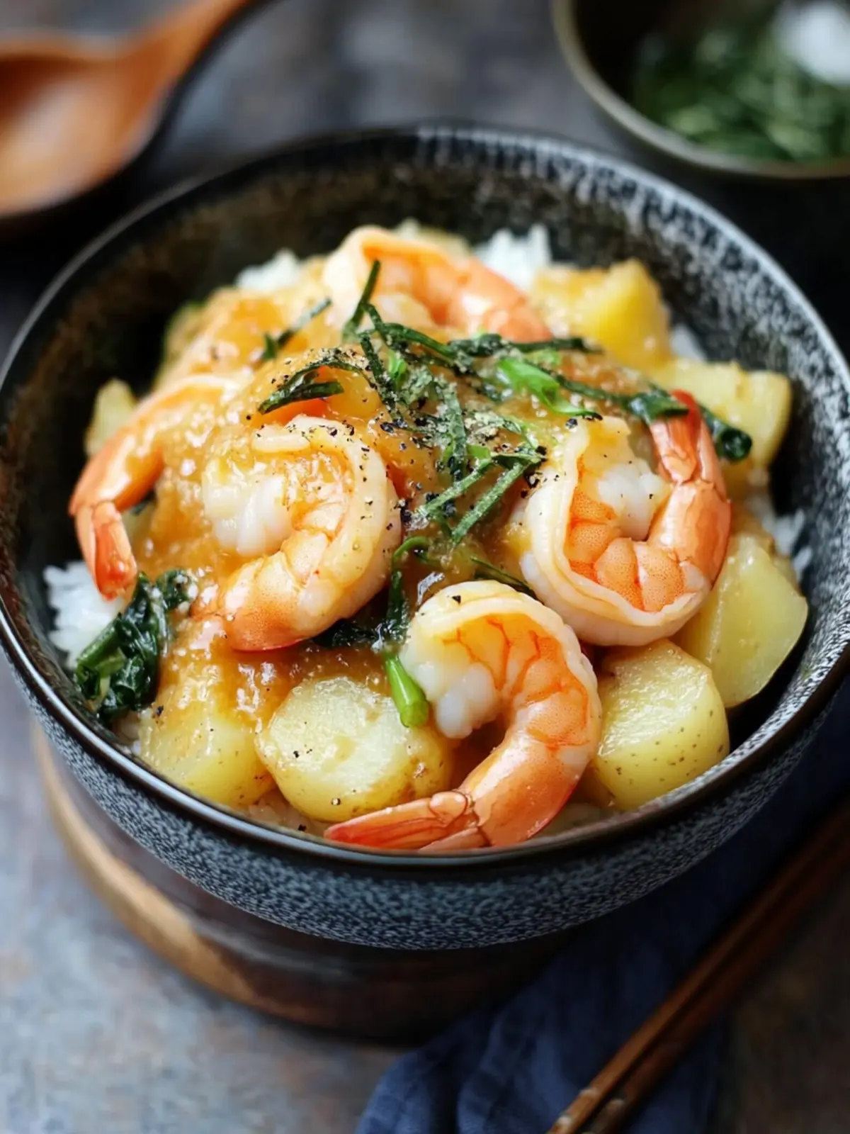 Delicious Shrimp and Potato Ankake Donburi for Quick Dinners 5 Shrimp and Potato Ankake Donburi