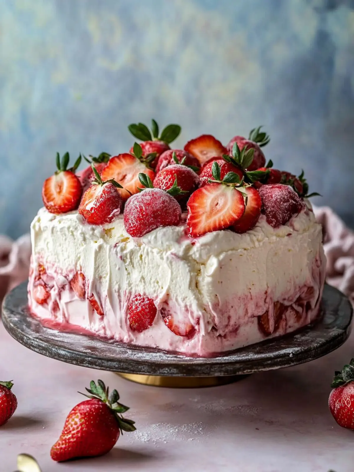 Easy Strawberry Ice Cream Cake.