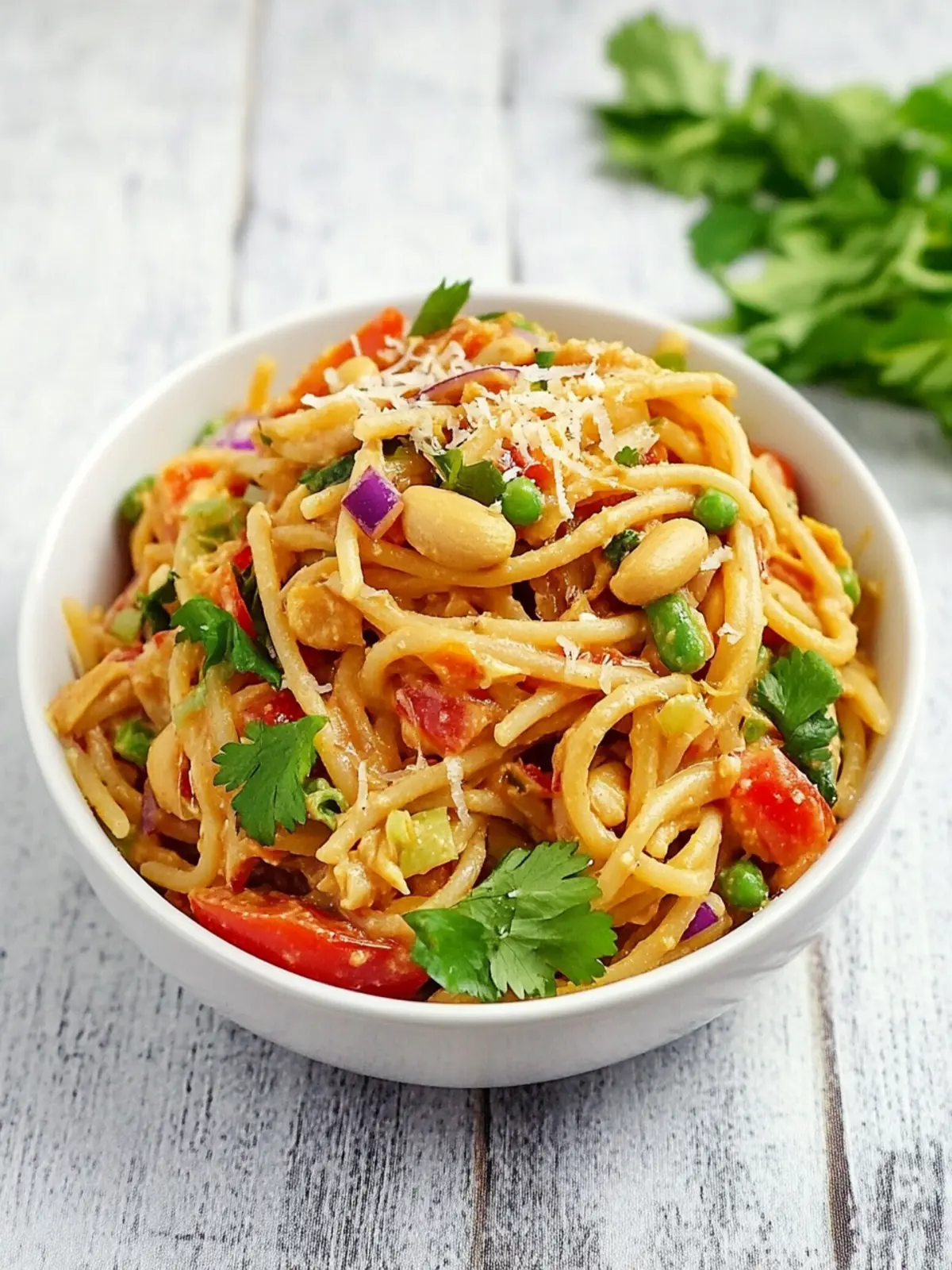 Peanut Pasta Salad (with leftover spaghetti noodles)