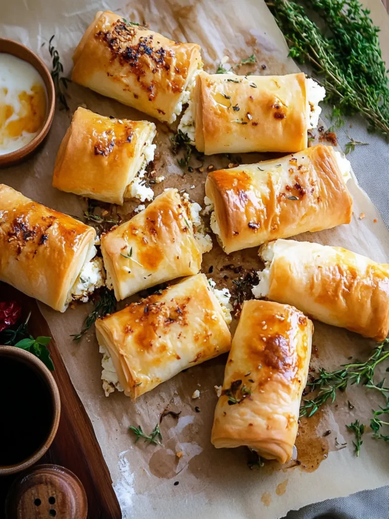 Mouthwatering Oven-Baked Feta Rolls with Sweet Honey Dip 4 Oven-Baked Feta Rolls