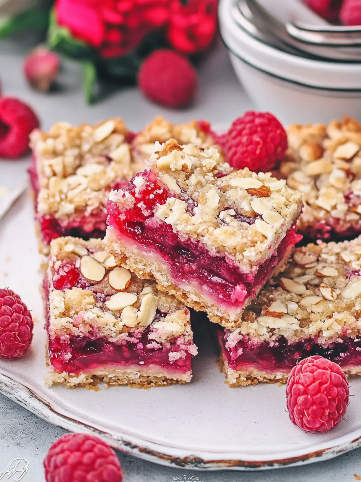 Raspberry Rhubarb Almond Bars That Will Brighten Your Day 5 Raspberry Rhubarb Almond Bars
