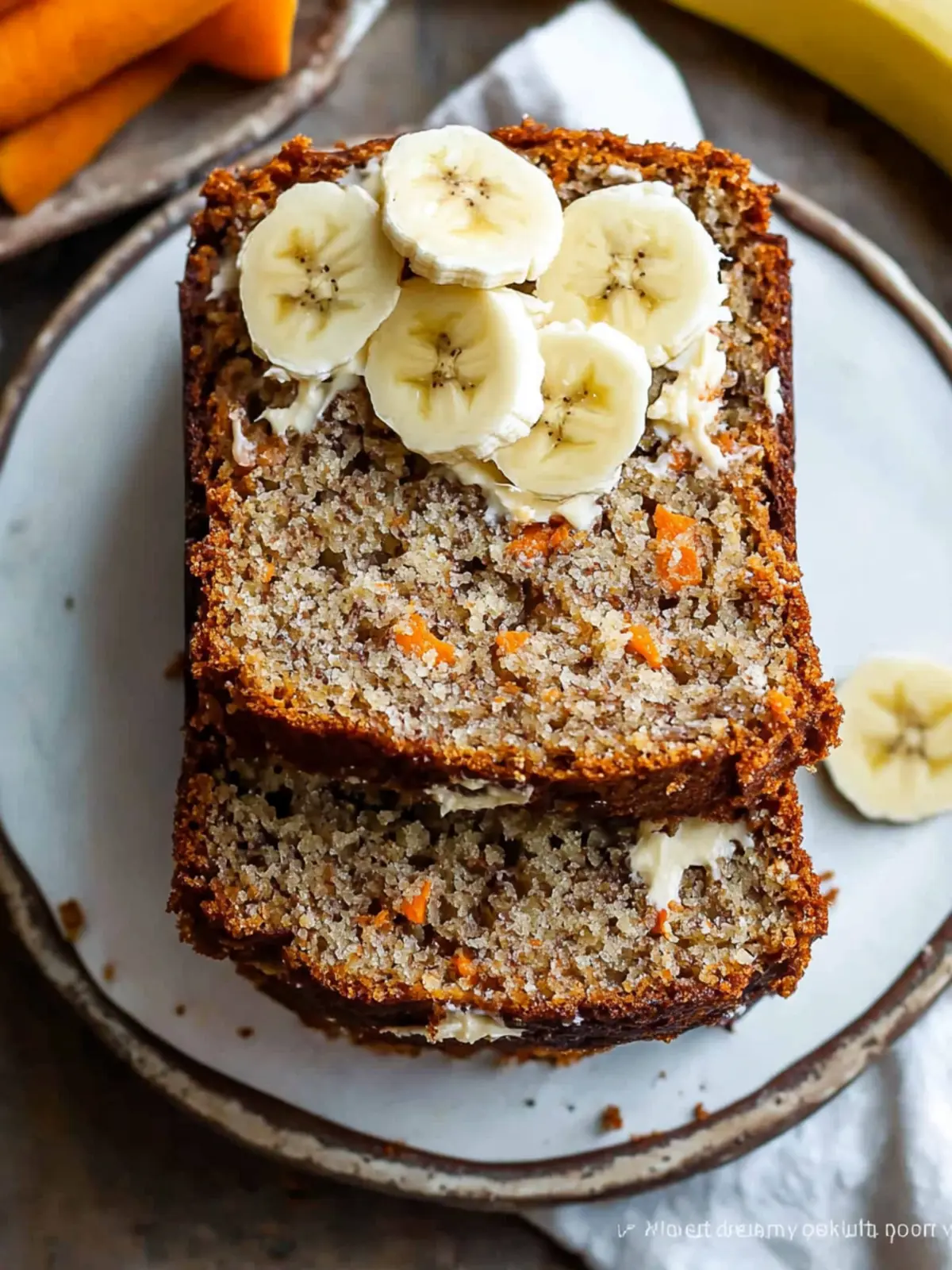 Moist Carrot Banana Bread with Crispy Walnuts and Coconut 3 Carrot Banana Bread