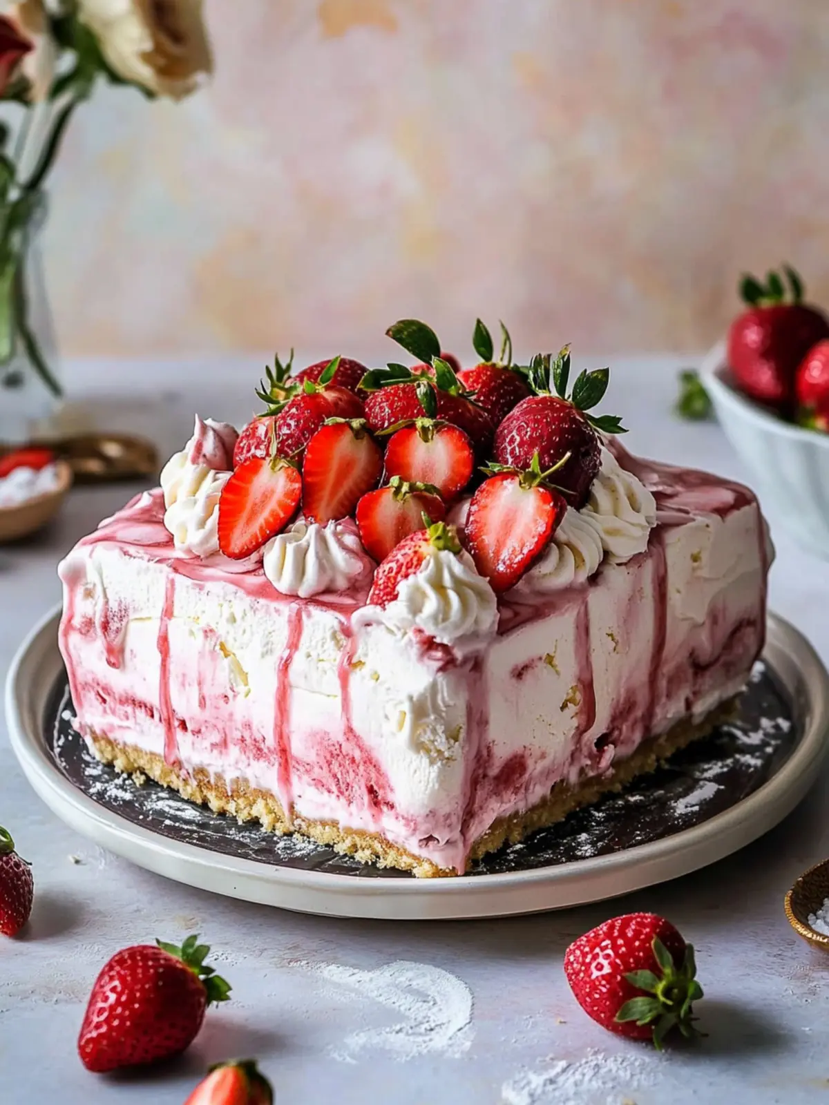 Easy Strawberry Ice Cream Cake.