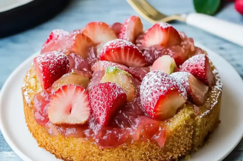 Keto Strawberry Rhubarb Upside Down Cake