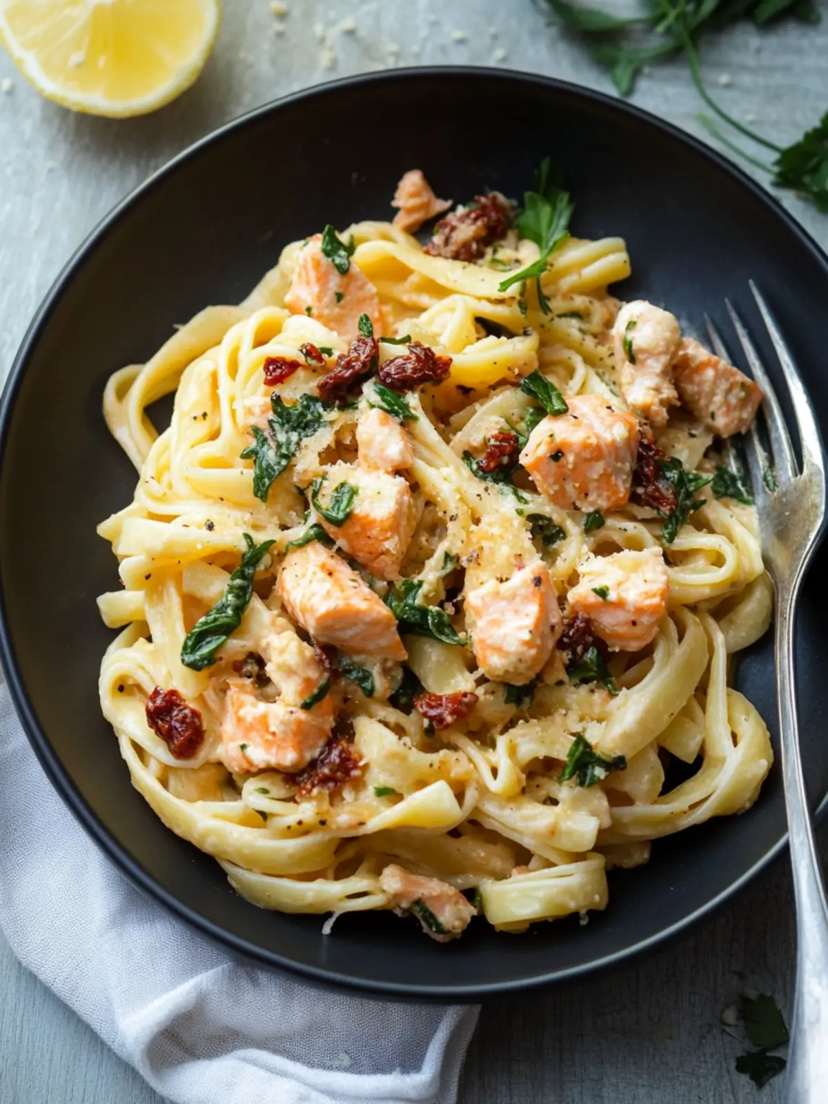 Salmon Pasta With Sun-Dried Tomatoes