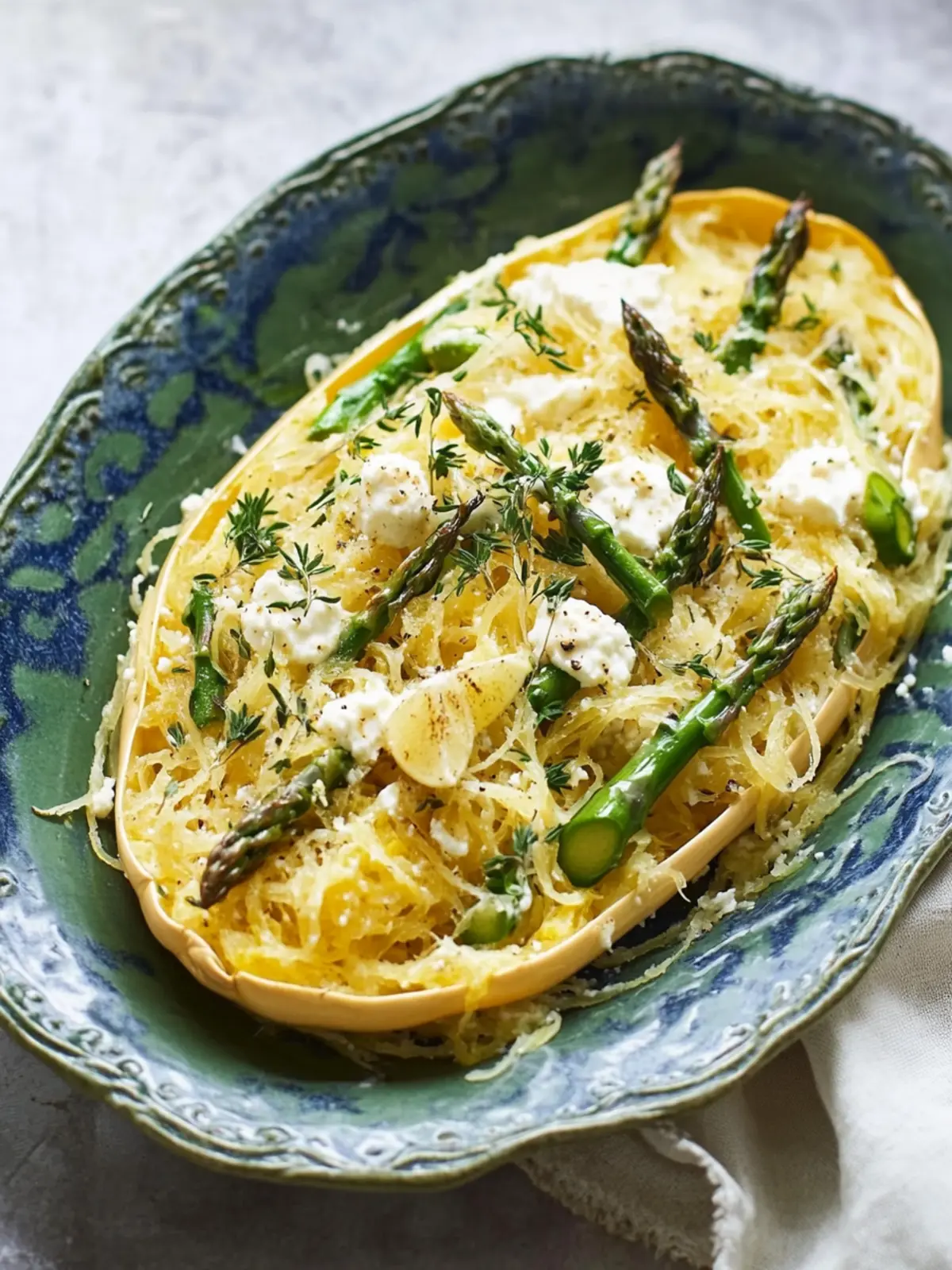 Delicious Spaghetti Squash with Asparagus, Ricotta, Lemon, Thyme 2 Spaghetti Squash with Asparagus, Ricotta, Lemon, and Thyme