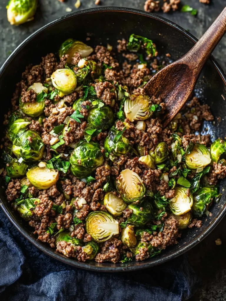 Ground Beef and Brussels Sprouts