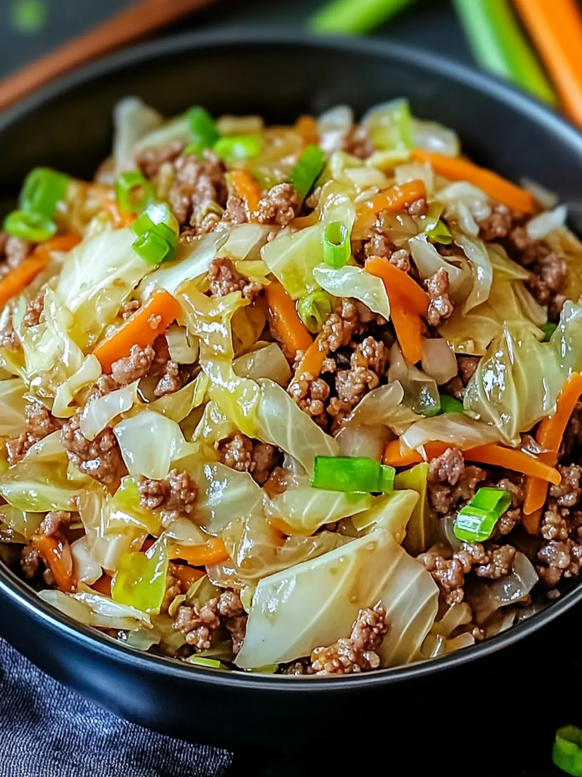 Chinese Ground Beef and Cabbage Stir Fry