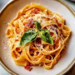 Tagliatelle with Pancetta, Basil and Mozzarella