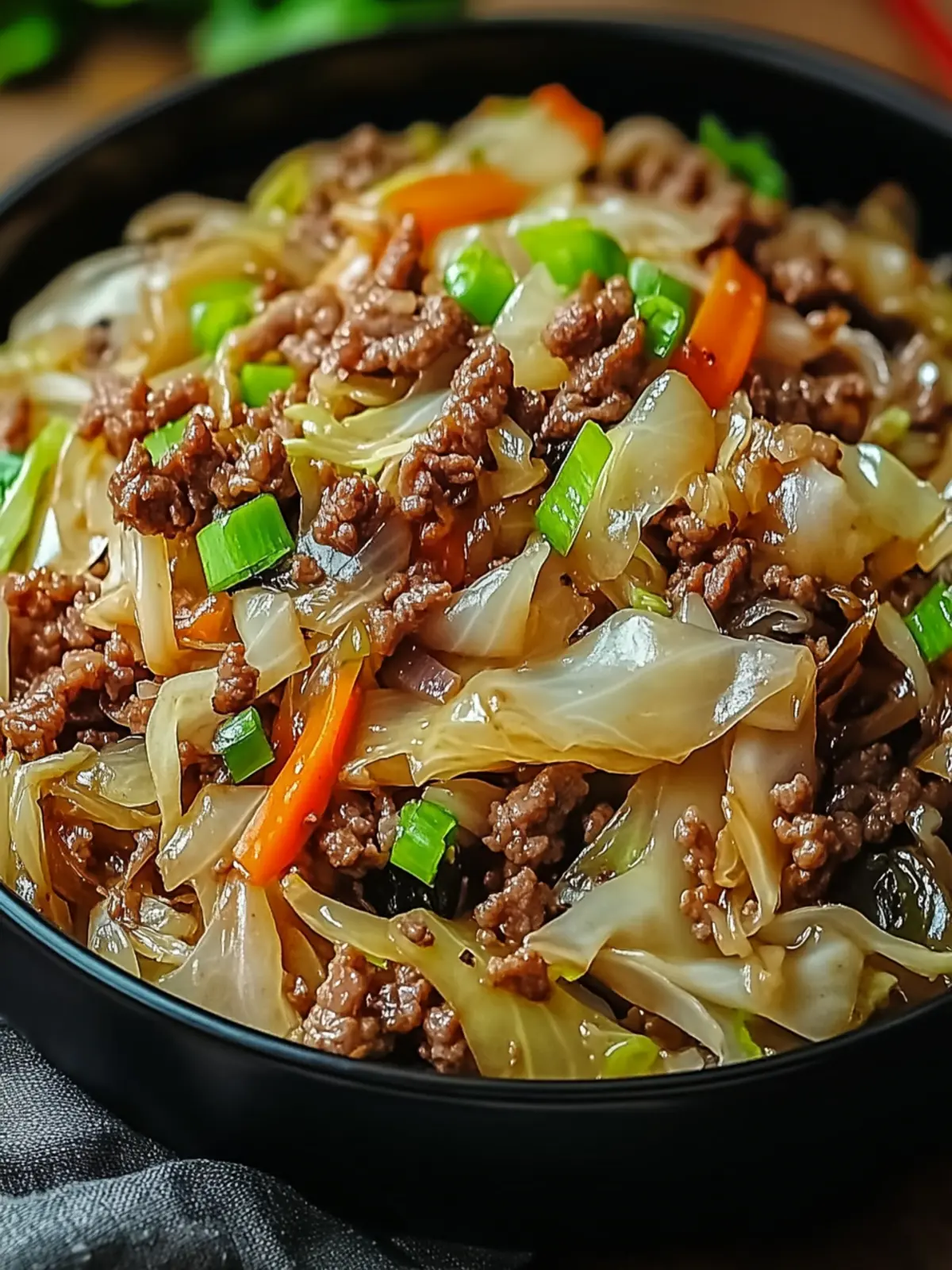 Chinese Ground Beef and Cabbage Stir Fry