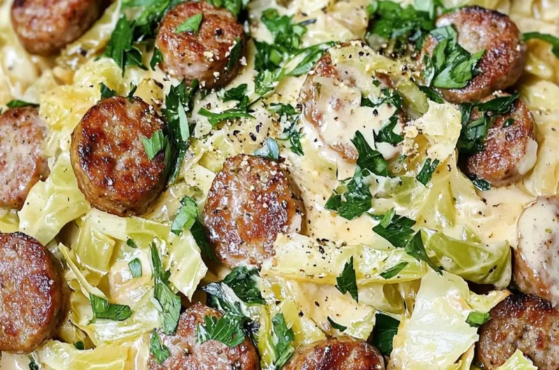 Keto TikTok Cajun Sausage Cabbage Alfredo