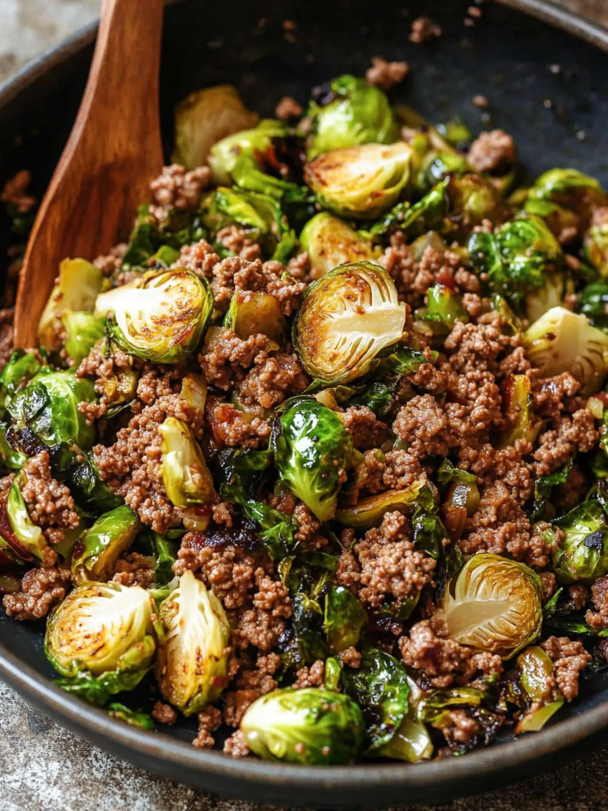 Sweet Chili Ground Beef and Brussels Sprouts in 30 Minutes 3 Ground Beef and Brussels Sprouts