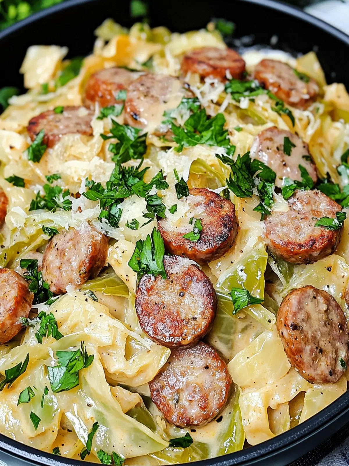Keto TikTok Cajun Sausage Cabbage Alfredo: Quick & Creamy Delight 2 Keto TikTok Cajun Sausage Cabbage Alfredo
