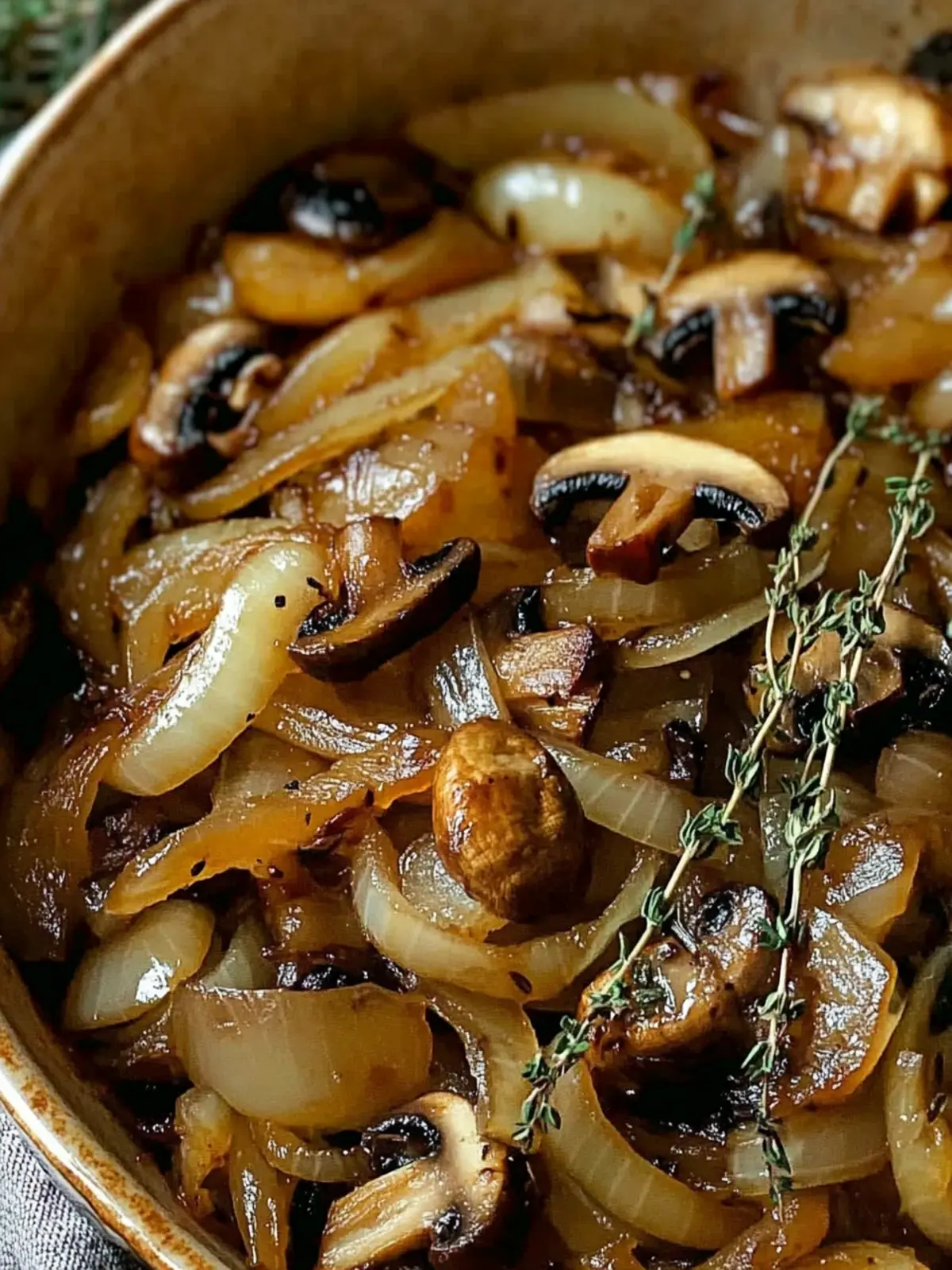 Caramelized Onions and Mushrooms with Thyme: Pure Comfort Food 2 Caramelized Onions and Mushrooms with Thyme