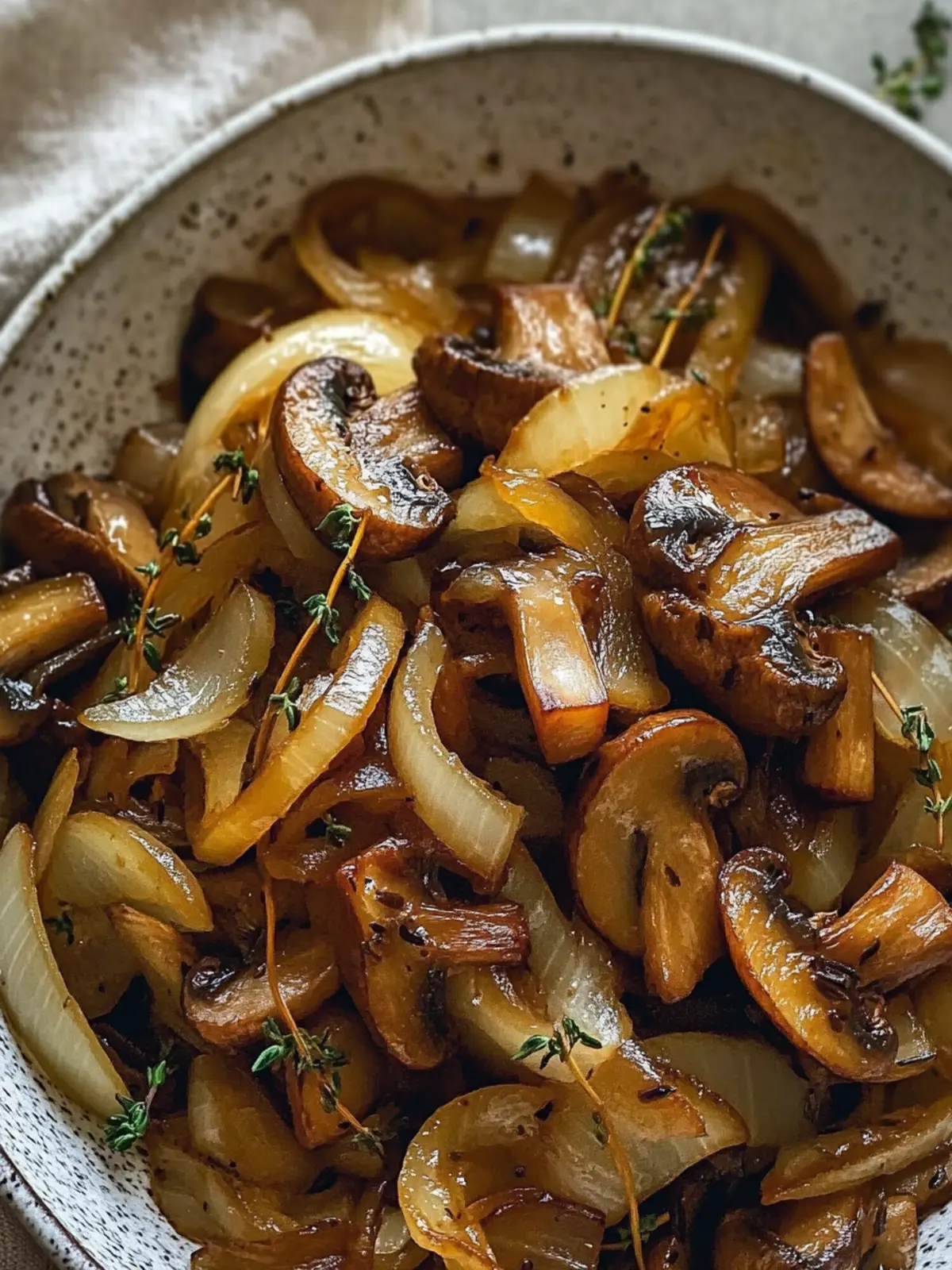 Caramelized Onions and Mushrooms with Thyme: Pure Comfort Food 4 Caramelized Onions and Mushrooms with Thyme