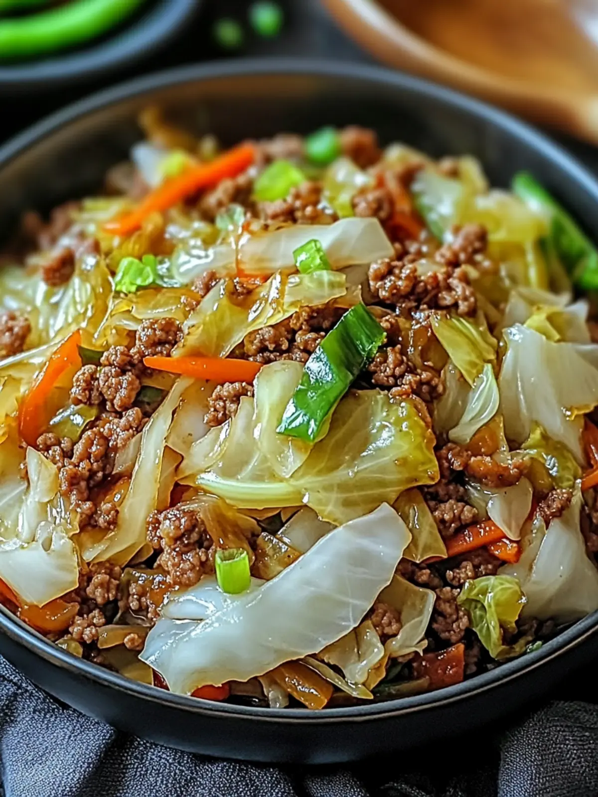 Chinese Ground Beef and Cabbage Stir Fry