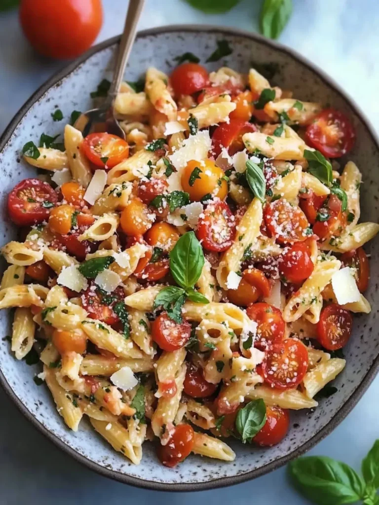 Cherry Tomato Bruschetta Pasta Salad