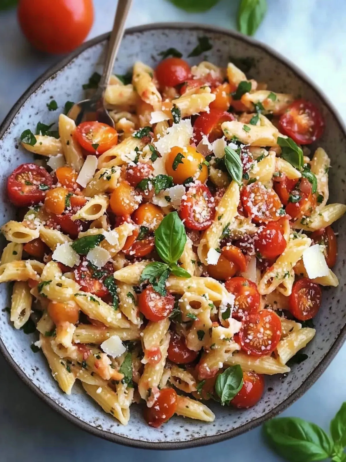 Cherry Tomato Bruschetta Pasta Salad