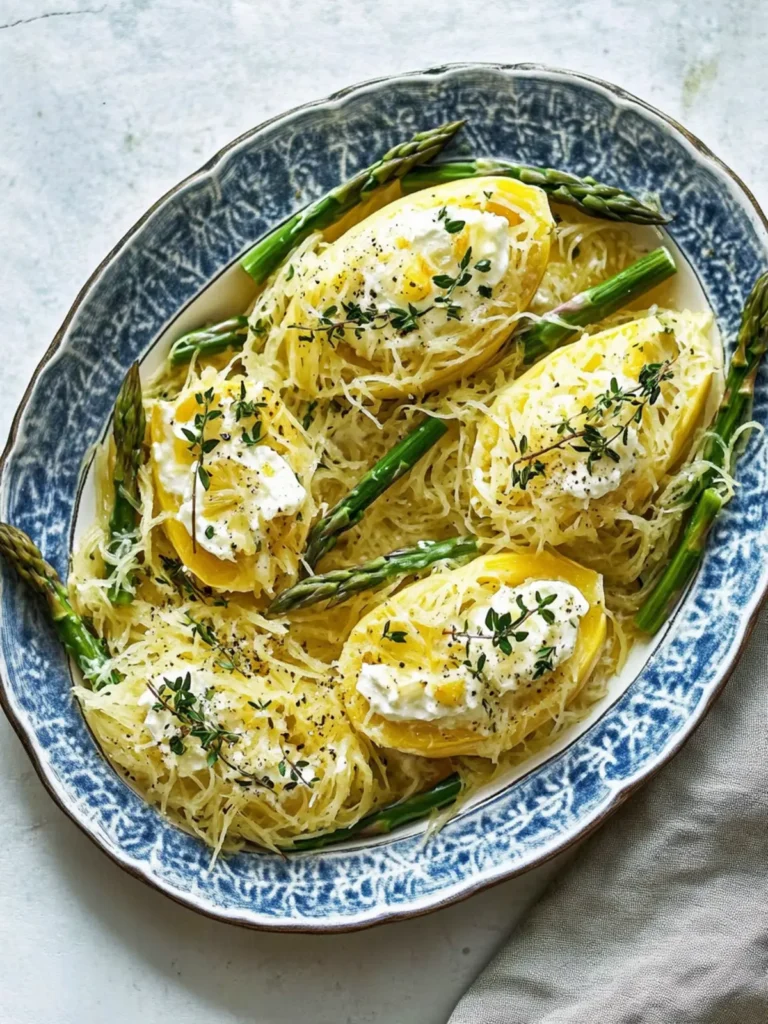 Delicious Spaghetti Squash with Asparagus, Ricotta, Lemon, Thyme 4 Spaghetti Squash with Asparagus, Ricotta, Lemon, and Thyme