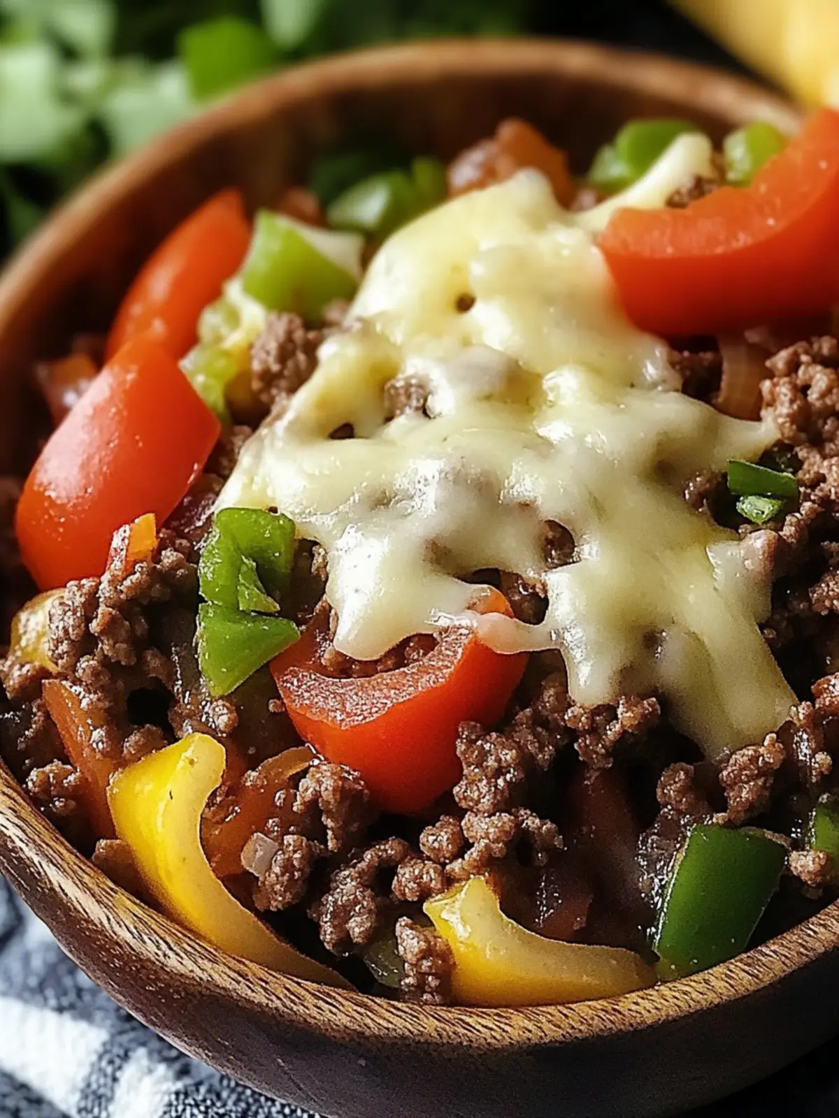Ground Beef Philly Cheesesteak Bowl