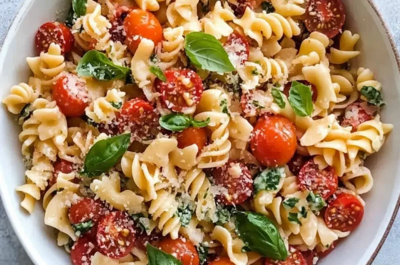 Cherry Tomato Bruschetta Pasta Salad