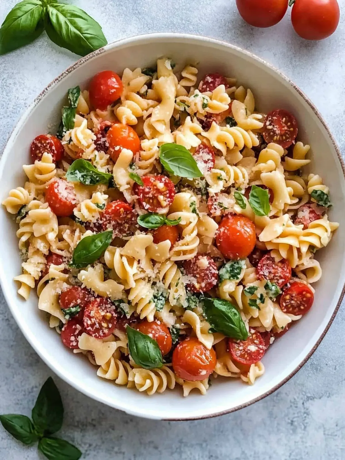 Cherry Tomato Bruschetta Pasta Salad