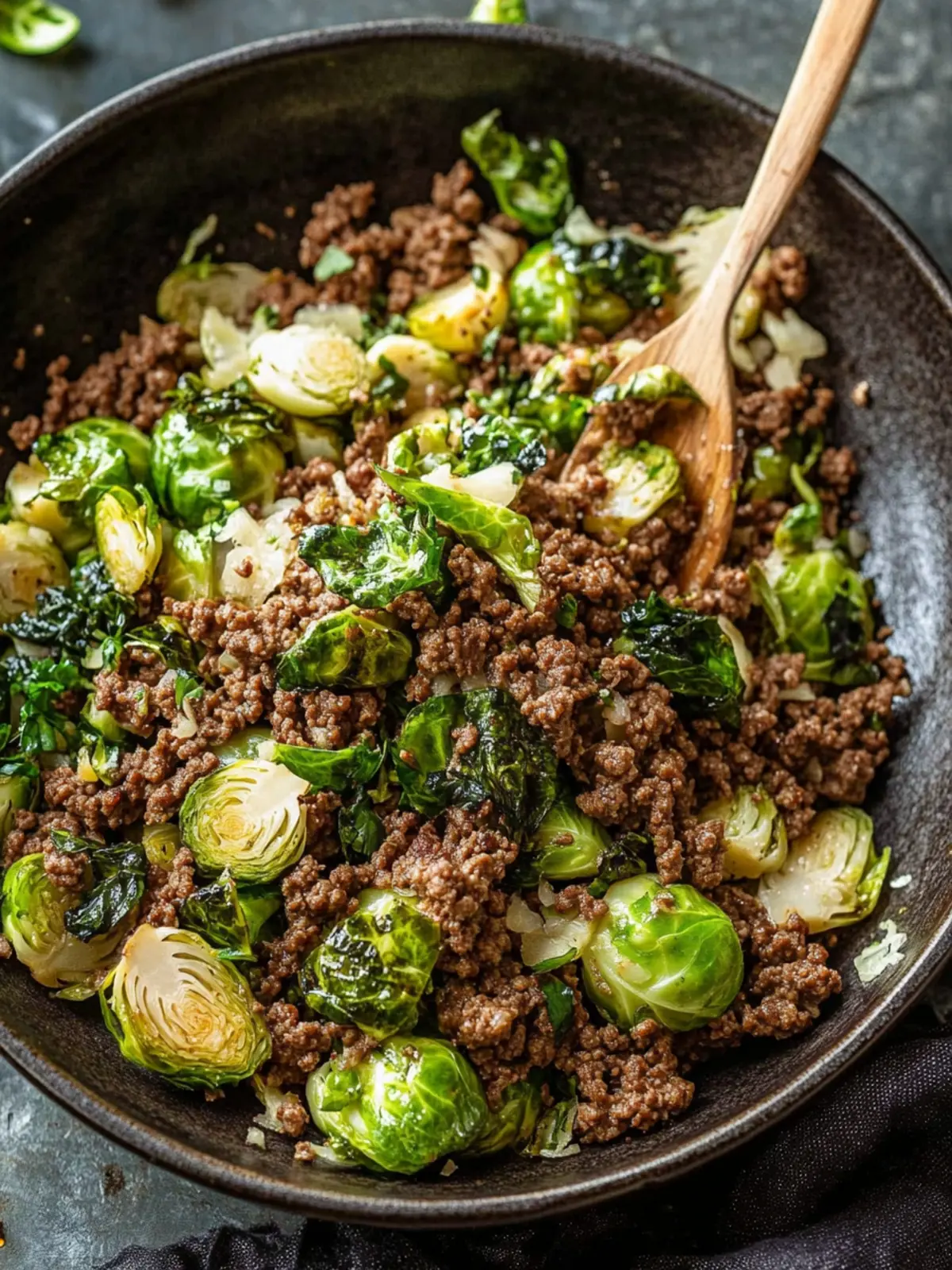 Ground Beef and Brussels Sprouts