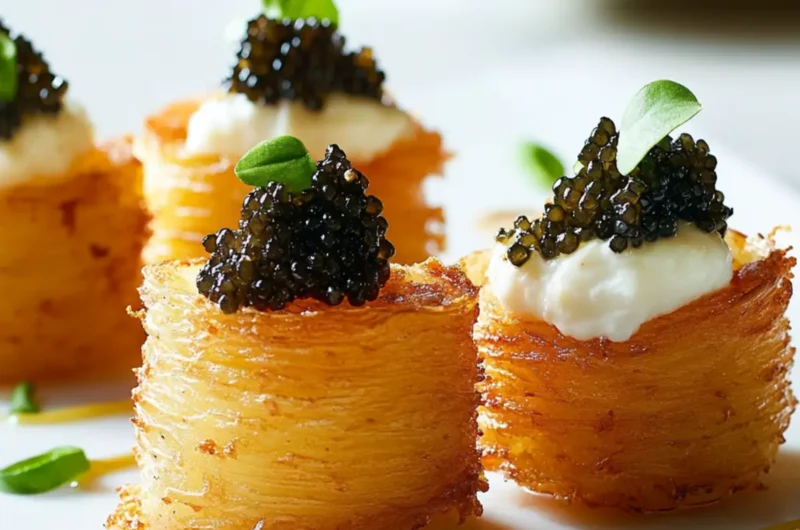 Potato Pave Tots with Caviar