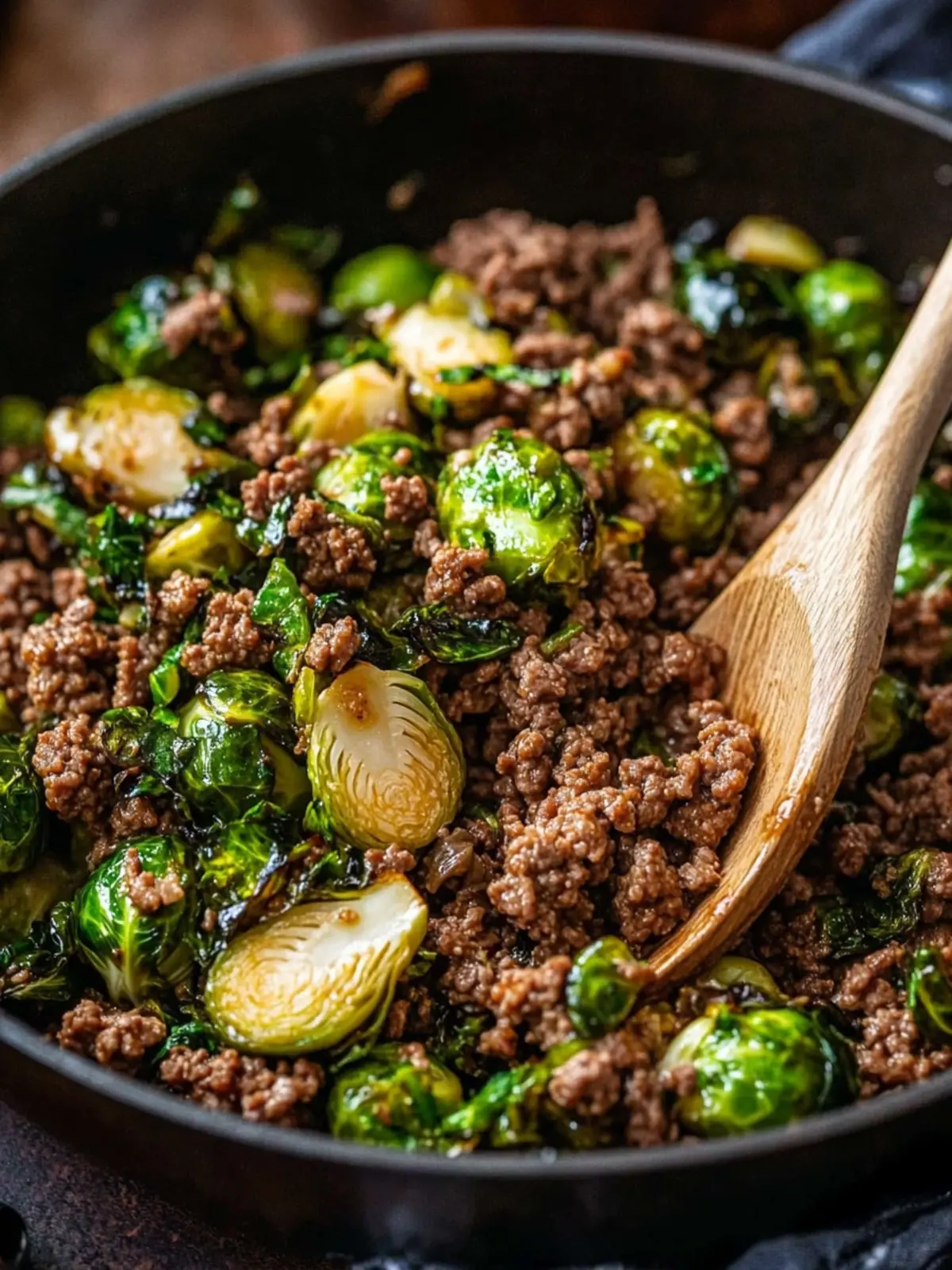 Ground Beef and Brussels Sprouts