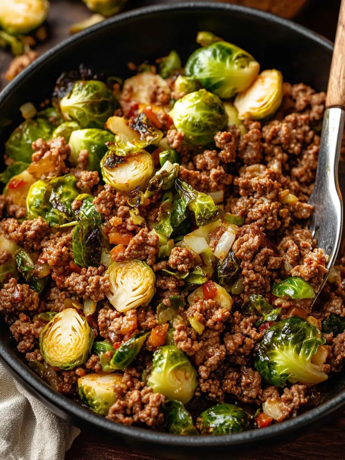 Ground Beef and Brussels Sprouts