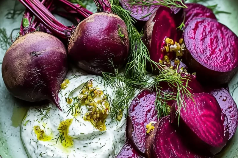 Roasted beets with dill cream