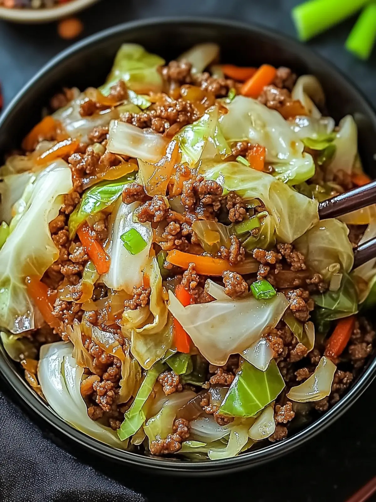 Chinese Ground Beef and Cabbage Stir Fry