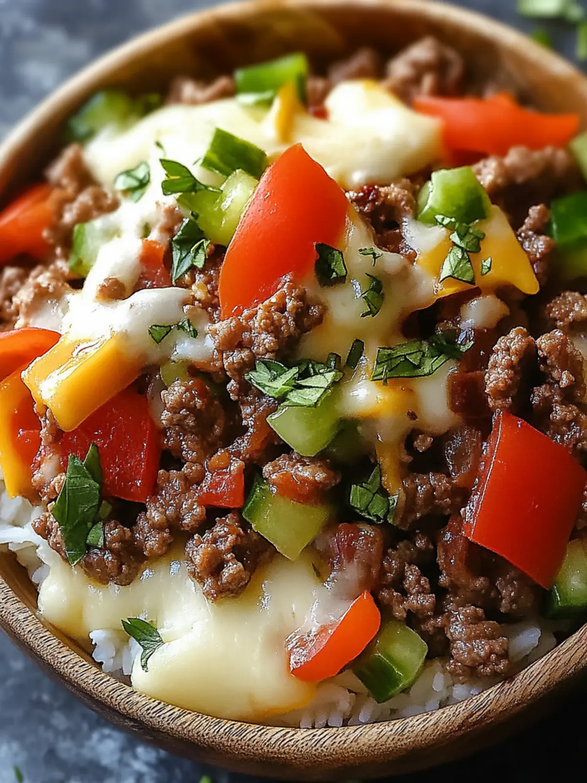 Ground Beef Philly Cheesesteak Bowl
