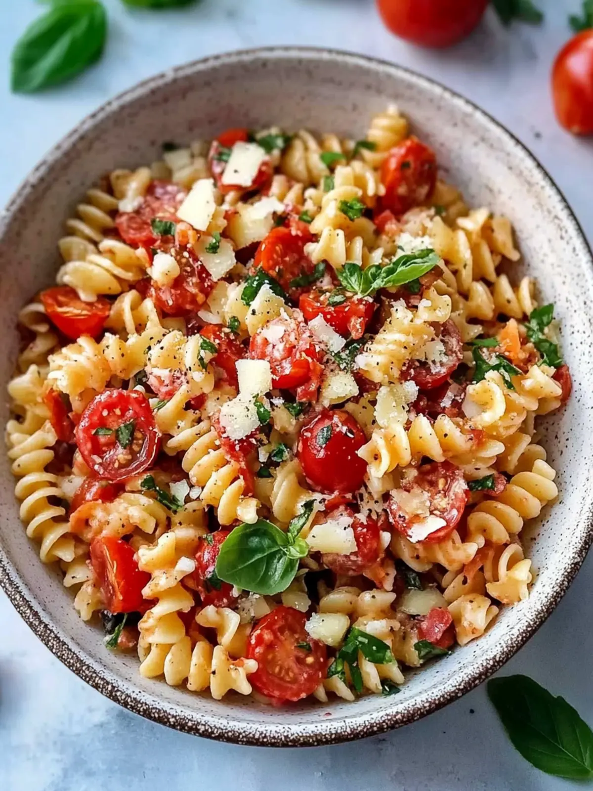 Cherry Tomato Bruschetta Pasta Salad