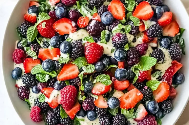Superfood Berry Salad with Creamy Lemon Herb Dressing